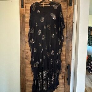 Free People Black Maxi Dress with Silver Accents